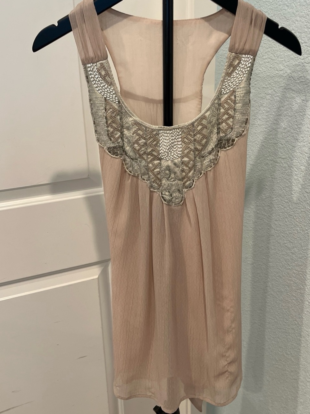 Papaya Blush-Beige Embellished Mini Dress